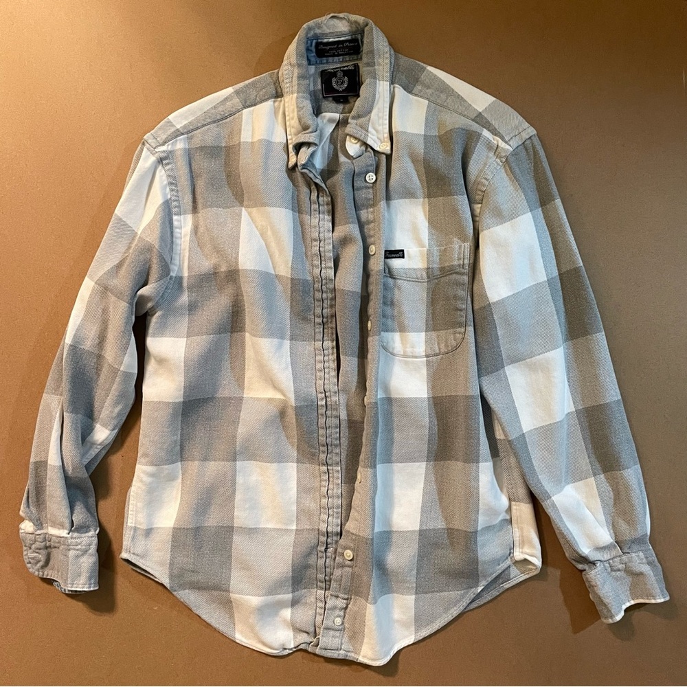 Vintage Faconnable Checkered Plaid Long Sleeve Button Down Flannel Shirt